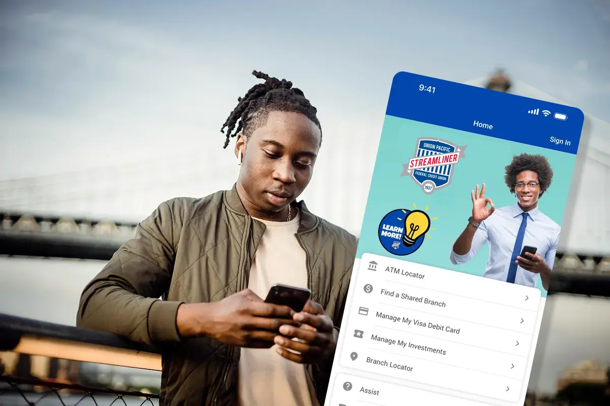 young man looking at mobile app on his phone